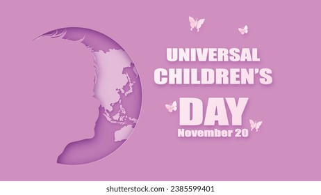 paper cut art ,world and universal Childen's day  with boy and  global.