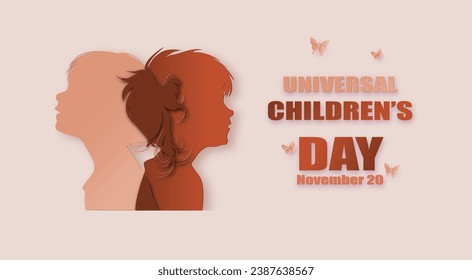 paper cut art ,world and universal Childen's day  with boy and girl.