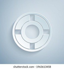 Papier schneidet Ashtray Symbol einzeln auf grauem Hintergrund. Kunststil aus Papier. Vektorgrafik