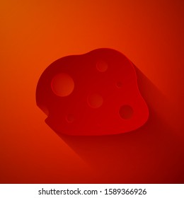 Paper cut Asteroid icon isolated on red background. Paper art style. Vector Illustration