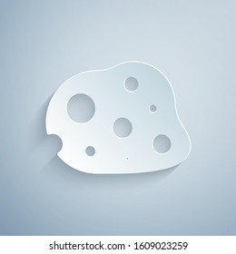 Paper cut Asteroid icon isolated on grey background. Paper art style. Vector Illustration