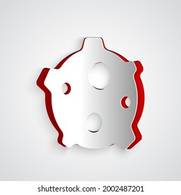 Paper cut Asteroid icon isolated on grey background. Paper art style. Vector