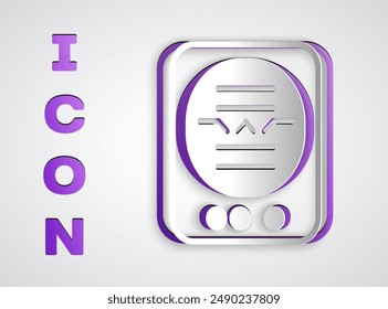 Paper cut Attitude indicator is an instrument used in an aircraft to inform the pilot of the orientation of the aircraft icon isolated on grey background. Paper art style. Vector