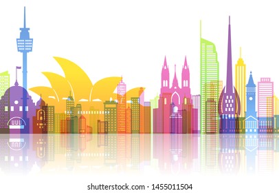paper cut of Australia landmark, travel and tourism concept, eps 10 vector.