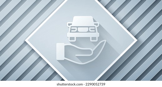 Paper cut Auto service check automotive icon isolated on grey background. Car service. Paper art style. Vector