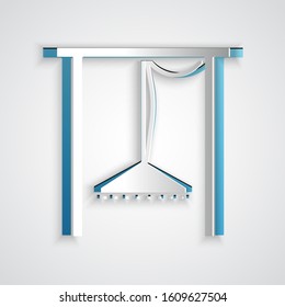 Paper cut Automatic irrigation sprinklers icon isolated on grey background. Watering equipment. Garden element. Spray gun icon. Paper art style. Vector Illustration