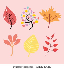 Paper cut autumn leaves set. Fall leaves colorful paper collection. Vector illustration