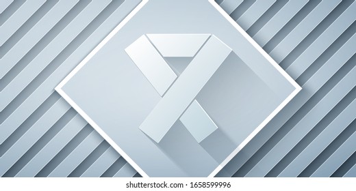 Paper cut Awareness ribbon icon isolated on grey background. Public awareness to disability, medical conditions and health. Paper art style. Vector Illustration