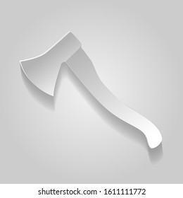 Paper cut axe on gray background. Paper style. Vector illustration.