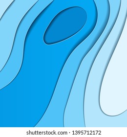 Paper cut background. 3D vector layers, cutout relief with wavy shapes. Origami style. Abstract realistic illustration for design. Carving art. Cteative cover layout, poster, flyer papercut template.