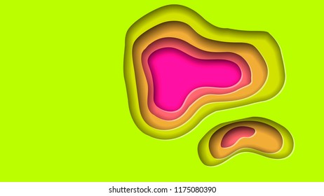 Paper cut background. Abstract realistic paper cut decoration textured with wavy layers. Vector illustration.