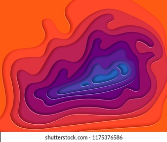 Paper cut background. Abstract realistic paper cut decoration textured with wavy layers. Vector illustration.