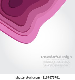 Paper cut background. Abstract realistic paper decoration for design textured with wavy pink layers. Carving art. Vector illustration.
