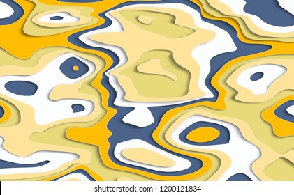 Paper cut background. Abstract realistic paper decoration for design textured with cardboard wavy pastel layers. 3D abstract background and paper cut shapes. Vector illustration. Cover layout design 