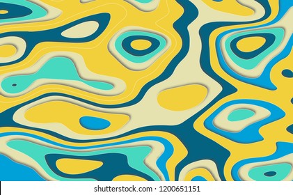 Paper cut background. Abstract realistic paper decoration for design textured with cardboard wavy pastel layers. 3D abstract background and paper cut shapes. Vector illustration. Cover layout design 
