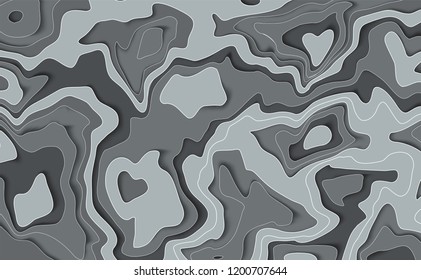 Paper cut background. Abstract realistic paper decoration for design textured with cardboard wavy grey layers. 3D abstract background and paper cut shapes. Vector illustration. Cover layout design 
