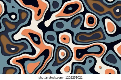 Paper cut background. Abstract realistic paper decoration for design textured with cardboard wavy pastel layers. 3D abstract background and paper cut shapes. Vector illustration. Cover layout design 