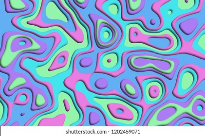 Paper cut background. Abstract realistic paper decoration for design textured with cardboard wavy pastel layers. 3D abstract background and paper cut shapes. Vector illustration. Cover layout design 