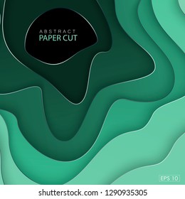 Paper cut background. Abstract realistic paper decoration for design. 3d Relief. Carving art. Vector illustration. Cover layout design template.