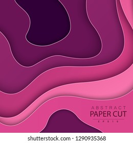 Paper cut background. Abstract realistic paper decoration for design. 3d Relief. Carving art. Vector illustration. Cover layout design template.