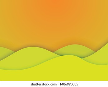 Paper cut background. Abstract realistic paper decoration for design textured with cardboard wavy yellow layers. 3d Relief. Carving art. Vector illustration. Cover layout design template.