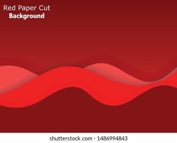 Paper cut background. Abstract realistic paper decoration for design textured with cardboard wavy red layers. 3d Relief. Carving art. Vector illustration. Cover layout design template.