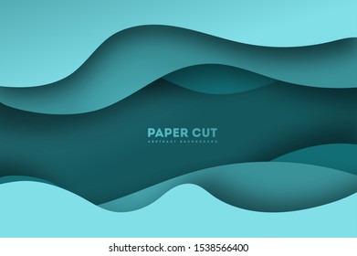 Paper cut background. Abstract realistic papercut decoration textured with cardboard wavy layers. 3d topography relief. Carving art. Vector illustration. Cover layout material design template.