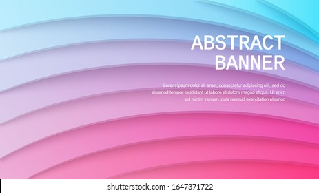 Fondo de corte de papel. Decoración de papel realista abstracta para el diseño, transición de degradado de las capas rosa a azul. 3d Alivio. Diseño de diseño de portada. Formato Vector eps 10