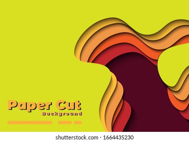 Paper cut background. Abstract realistic paper decoration for design textured with card board wavy layers. 3d Relief. Vector illustration. Cover layout design template.