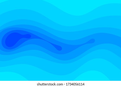 Fondo de corte de papel. Resumen de la decoración de papel realista para el diseño texturado con capas de color azul ondulado de cartón. 3 quinquies. Arte tallado. Ilustración vectorial. Plantilla de diseño de portada.  