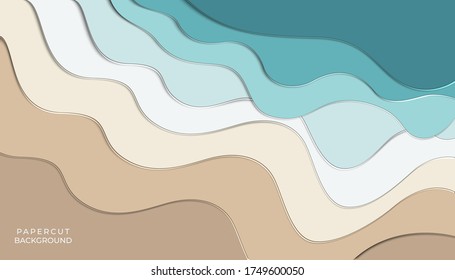 Paper cut background. Abstract realistic paper decoration for design textured with cardboard wavy  layers. 3d Relief. Carving art. Vector illustration. Cover layout design template.