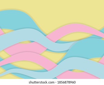 Paper cut background. Abstract realistic paper decoration for design textured with cardboard wavy pink layers. 3d Relief. Carving art. Vector illustration. Cover layout design template.
