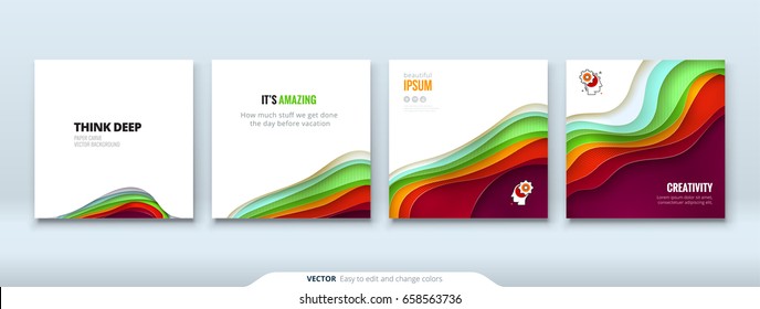 Paper cut background concept Paper carve abstract background for card banner brochure flyer design in red orange yellow colors