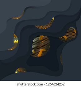 paper cut background gold and black vector