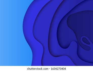 Paper cut background, gradient with blue. Minimal modern design graphic shapes. Template for digital commercial use, banner, app, mobile, web site.