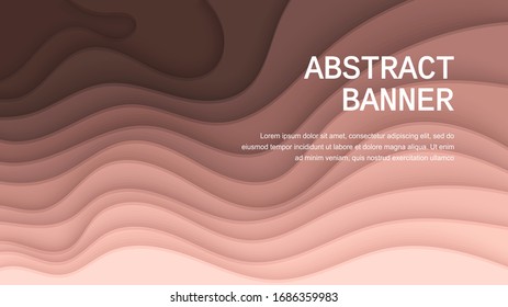 Paper cut background with a gradient transition from orange to dark colors. Abstract bright orange paper poster textured with wavy layers. Vector EPS 10 illustration. Cover layout design template