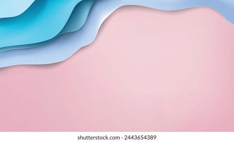 Paper cut background with layers of blue and pink