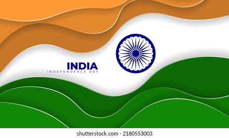Paper cut background in orange and green design for India independence day design