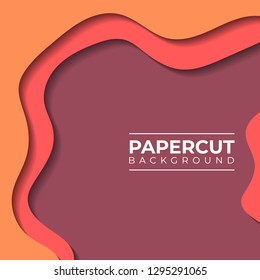 paper cut background orange red purple card banner poster vector