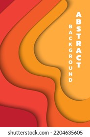 Paper cut background. red to yellow paper cut waves. wave concept. paper cut shape, red, yellow.