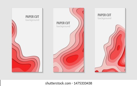 Paper cut background. Set of backgrounds for covers, posters, flyers, invitations, banners. Vector illustration