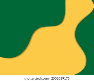 Paper cut background texture in trendy green and yellow Copy space. Greeting or lettering template