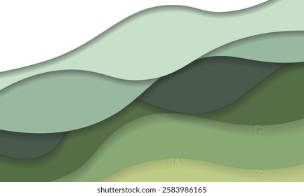Paper cut background. Textured abstract realistic paper cut decoration with cardboard wavy layers. 3d topographic relief. Carving art. Vector illustration. Cover layout material design template.