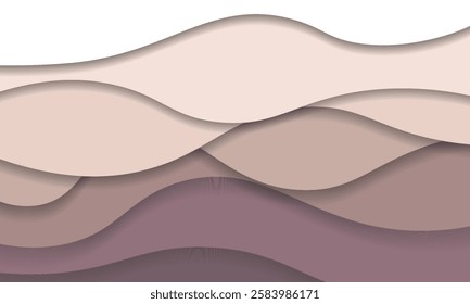 Paper cut background. Textured abstract realistic paper cut decoration with cardboard wavy layers. 3d topographic relief. Carving art. Vector illustration. Cover layout material design template.