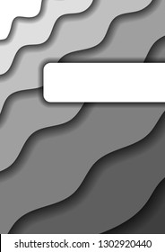 Paper cut background vertical from grey monochrome layers for business presentations, flyers, posters, banner, greeting card. Vector illustration.