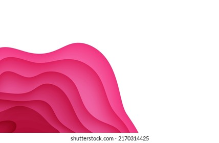 Paper cut background with waves and hole. Pink 3d abstract backdrop with smooth wavy layers. Women's Breast Cancer Concept. Creative poster template in rose color. Female vector card illustration.