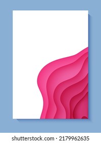 Paper cut background with waves and hole. Pink 3d abstract backdrop with smooth wavy layers. Women's Breast Cancer Concept. Creative poster template in rose color. Female vector card illustration.