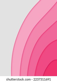 Paper cut background with waves and hole. Pink 3d abstract backdrop with smooth wavy layers. Abstract gradient pink illustration background. Vector abstract white paper cut banner.