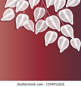paper cut background white leaves on red background festive background, greeting card for various design purposes