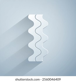 Paper cut Bacon stripe icon isolated on grey background. Paper art style. Vector